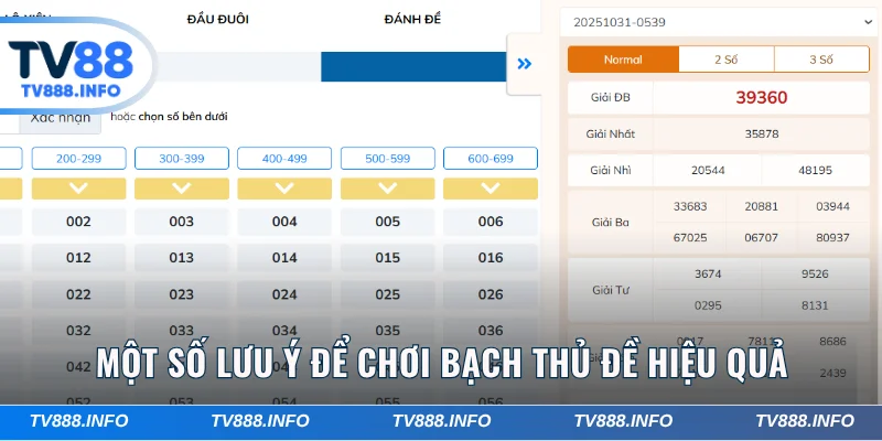Một số lưu ý để chơi bạch thủ đề hiệu quả