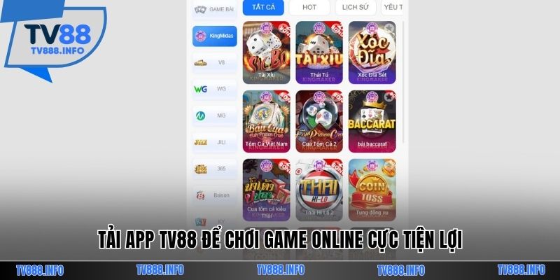Tải app TV88 để chơi game online cực tiện lợi